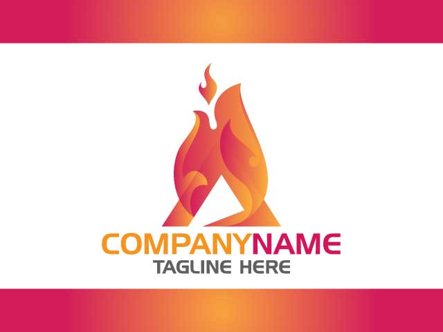 3D fire colorful letter A logo design free download
