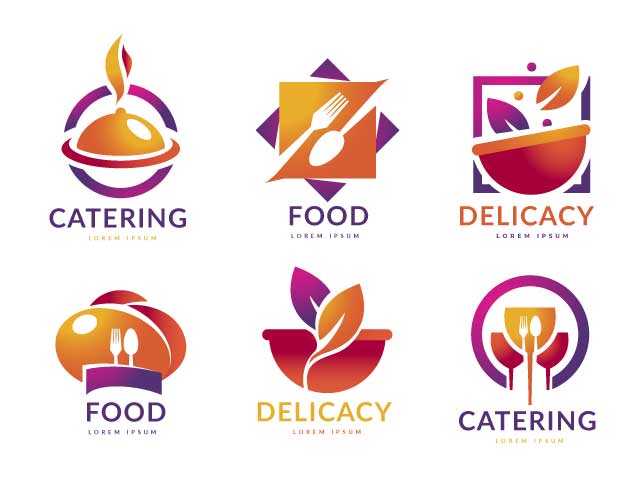 Professional and creative gradient catering logo template set free download