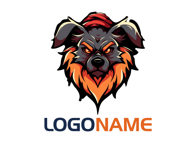 A close up of a dogs head with a beard and a red hat design free download