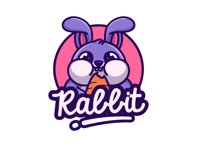 Brown rabbit cartoon logo template design free download