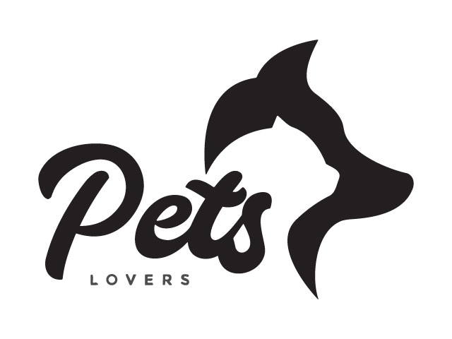 Dog and cat head pets negative space logo design vector graphic symbol icon illustration creative idea