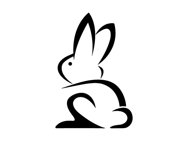 Grey rabbit cartoon logo template design free download
