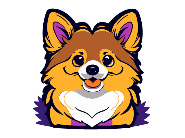 Puppy sticker adorable neon algorithm art contour vector white background detailed design free download