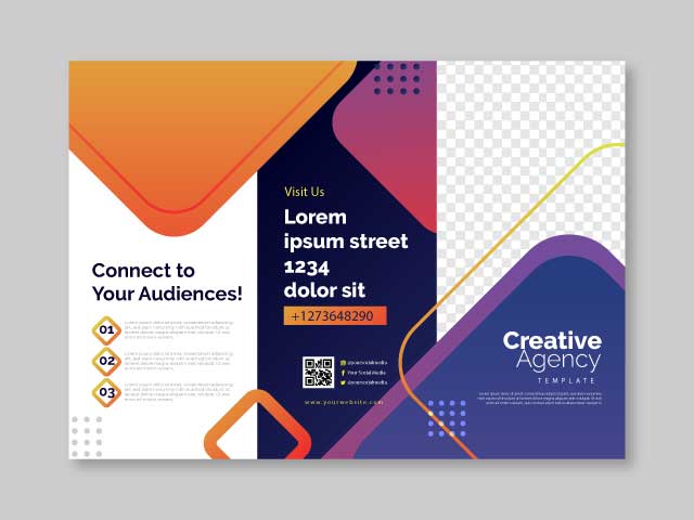 Abstract trifold brochure template with photo free download