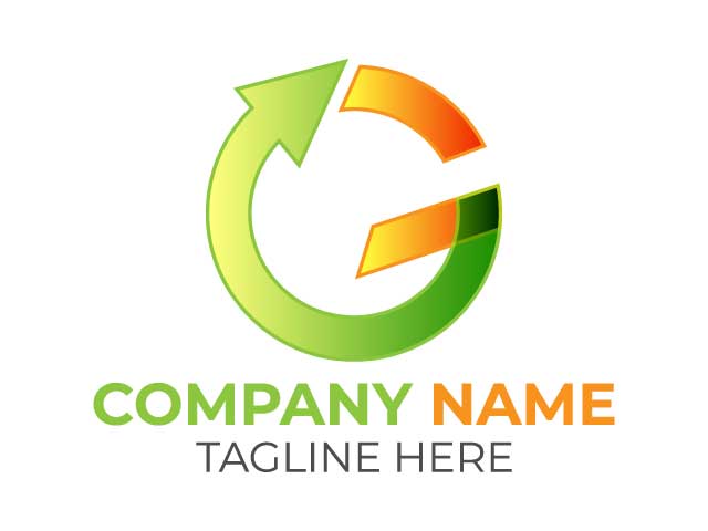 Colorful letter g with arrow logo design brand free download