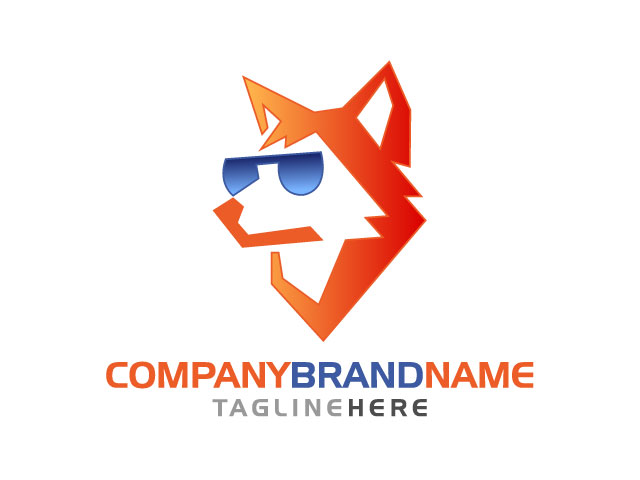 Wolf Or Dog With Sunglasses Logo design free download