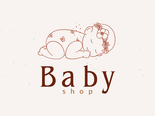 Modern Beige And Brown Baby Shop Logo design free download