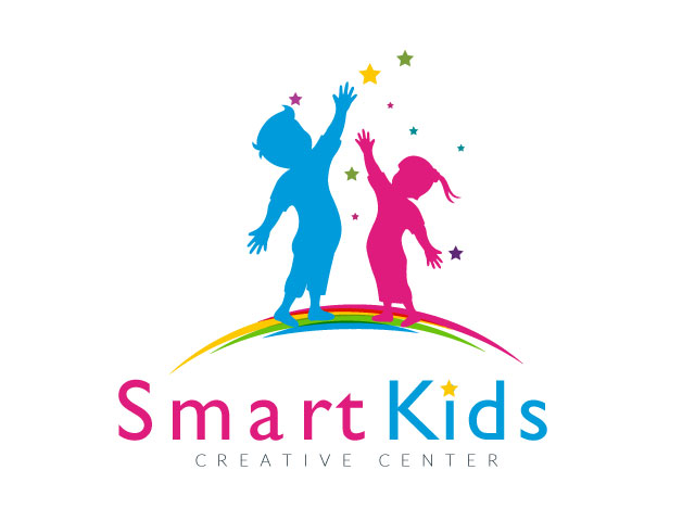 Pink and Blue Children Illustrative Logo design free download