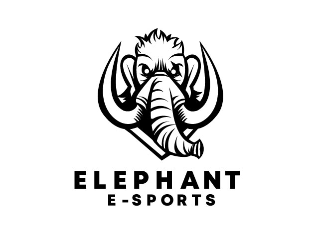 Monochromatic E-Sports Elephant Logo design download