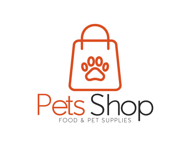 Orange and Black Simple Pets Shop Logo design free download