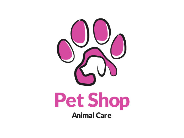 Pink and Black Simple Pet Shop Logo design free download