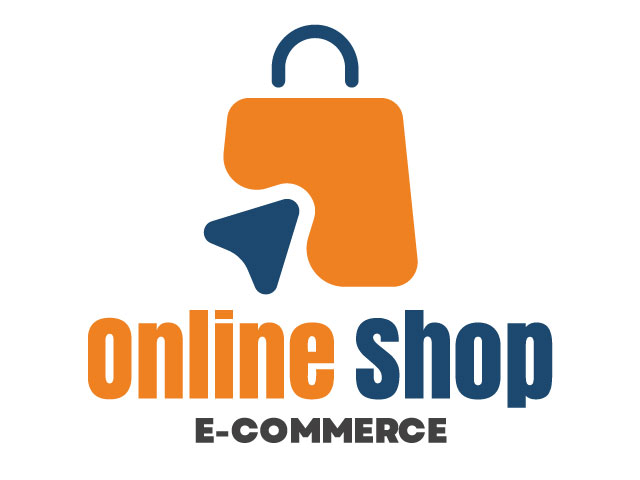 Dark Blue and Orange Online Shop Logo design vector
