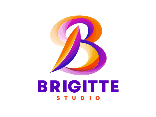 Orange Bold Gradient Abstract B Letter Logo design vector file free download